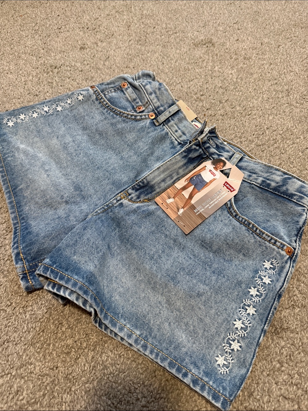 Levi's Light Blue Embroidered Denim Shorts